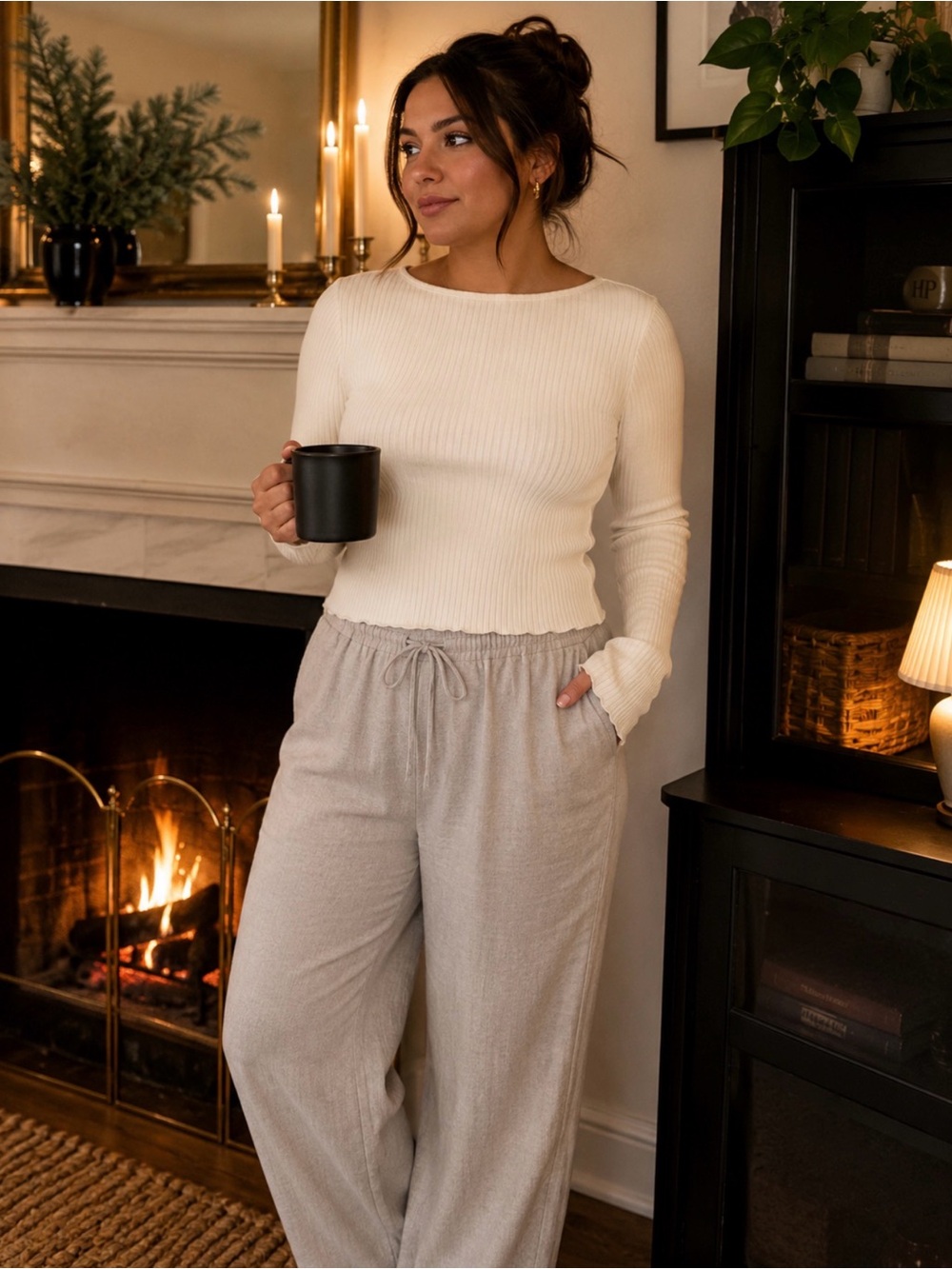 Reformation Miller KnitLong Sleeve Top | Cream | Size Medium | Sustainable Basic